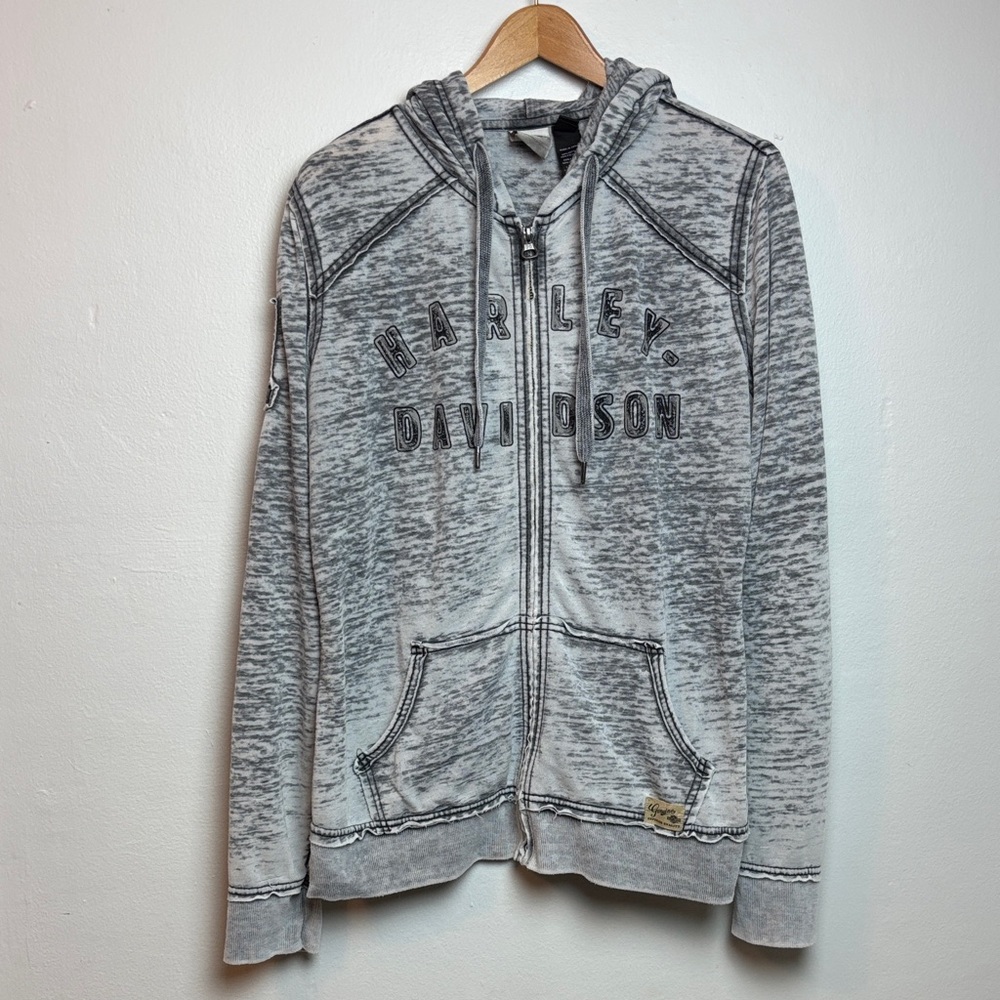 Harley-Davidson Women’s Gray Full-Zip Burnout Hoodie XL Motorbike